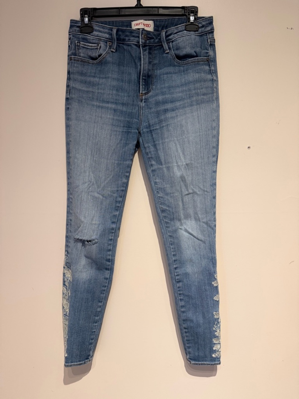 Driftwood Jackie High Rise Floral Embroidered Skinny Jeans